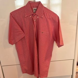 NEW Men’s Lacoste Short Sleeve Button Down - size 42 please note this is Pink.